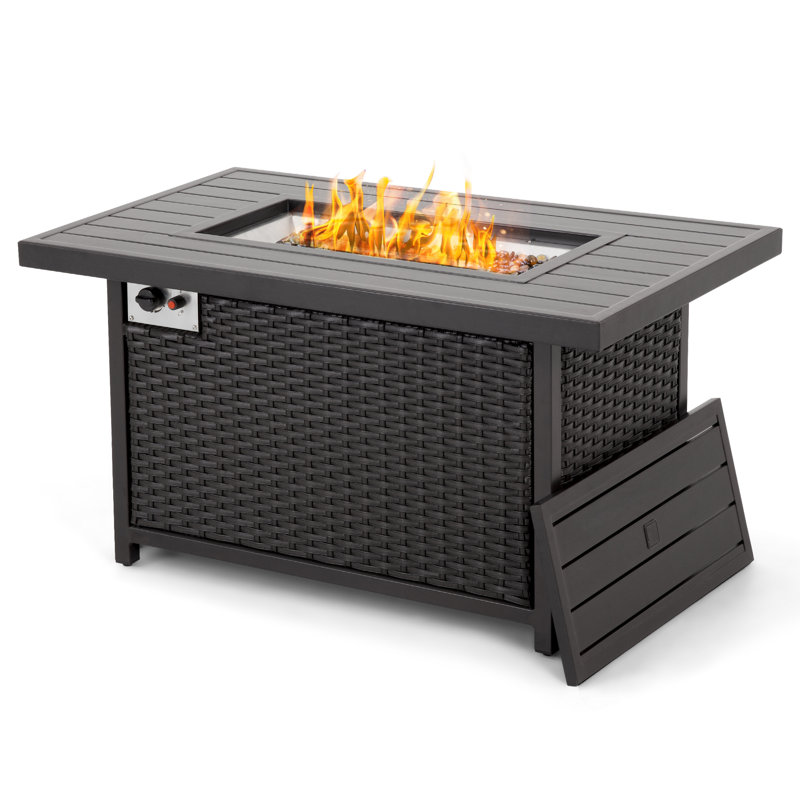 Rectangle Aluminum Propane Smokeless Fire Pit Table, Brown