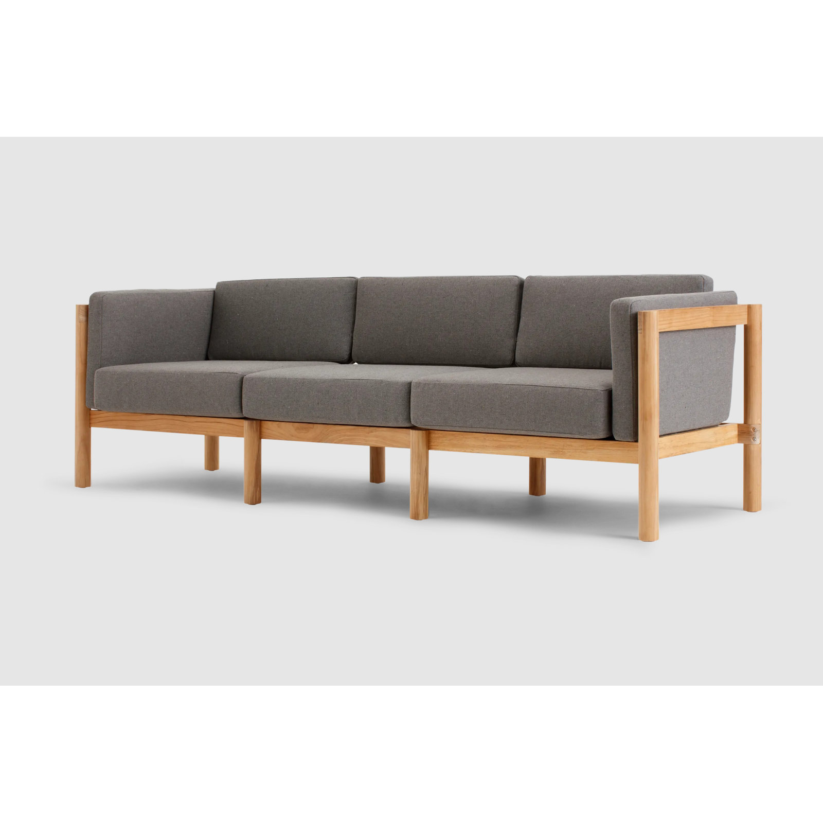 Haven 93'' Wide Rectangle Teak Patio Sofa with Sunbrella® Cushions, Sunbrella Greystone