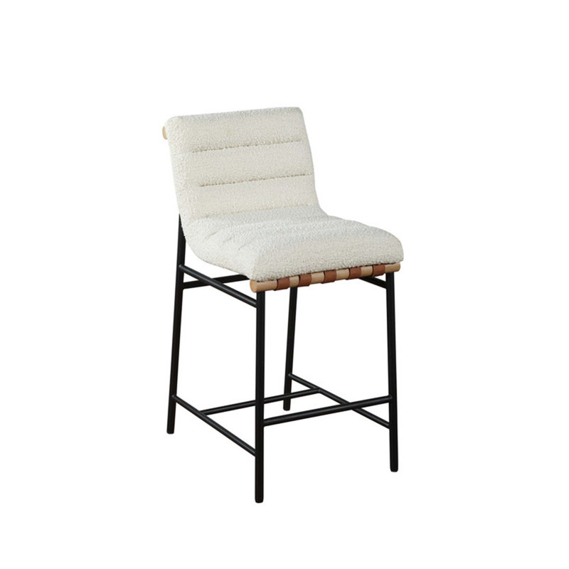 Liana 17.75"W Boucle Fabric Counter Height Chair, White