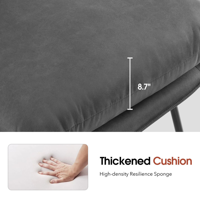 28.7" W Lounge Chair, Dark Grey Velvet