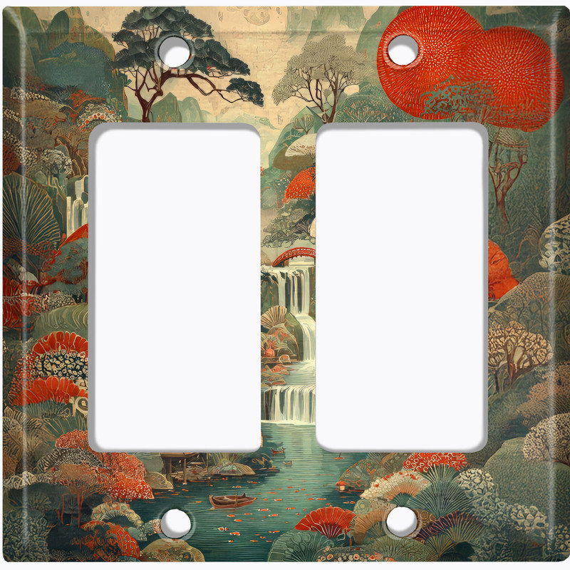 Couvercle de plaque d'interrupteur en métal; Bascule à 4 bandes US standard - peinture traditionnelle de rivière