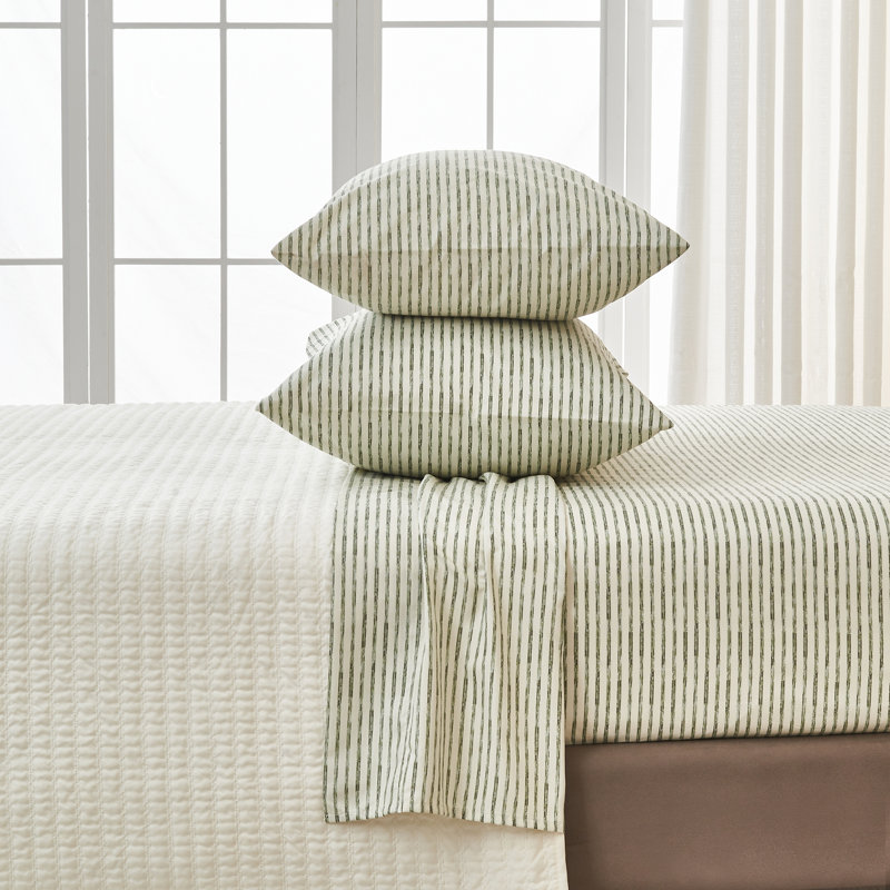 Ultra Soft Lodge Printed Microfiber Sheet Set, Full, Stripe Green