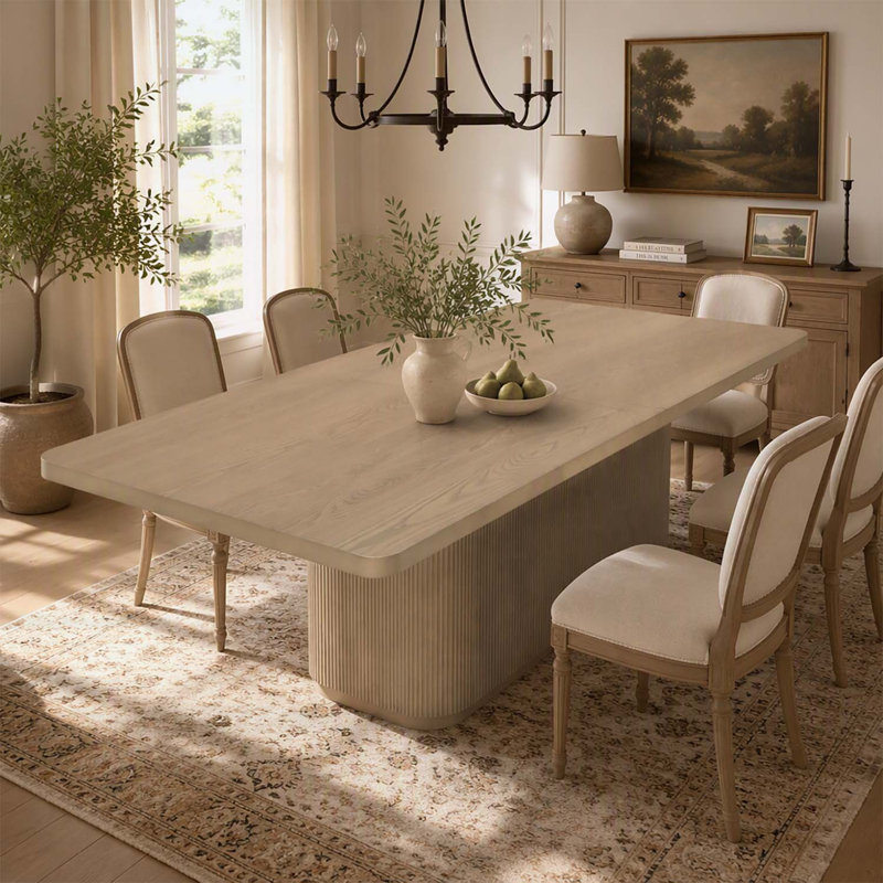 Table de salle à manger rectangulaire de 213 cm (84 pouces) avec piètement robuste, plateau spacieux pour un confort optimal et une utilisation polyvalente dans n'importe quelle pièce.