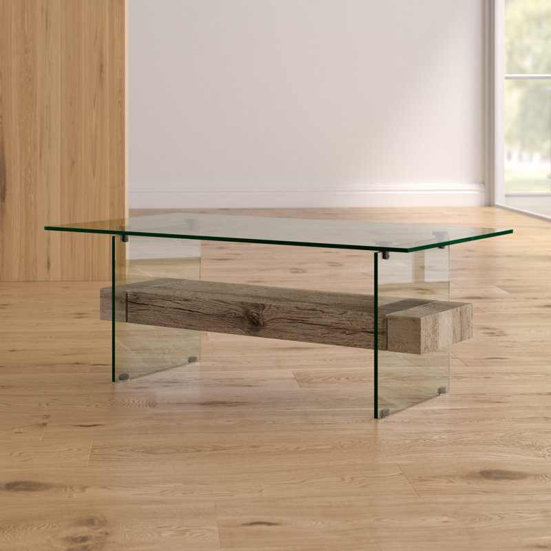 Kayley Glass Top Single Coffee Table, Natural