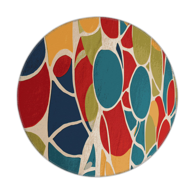 Zany Perk Indoor And Outdoor Area Rug, Round 5'