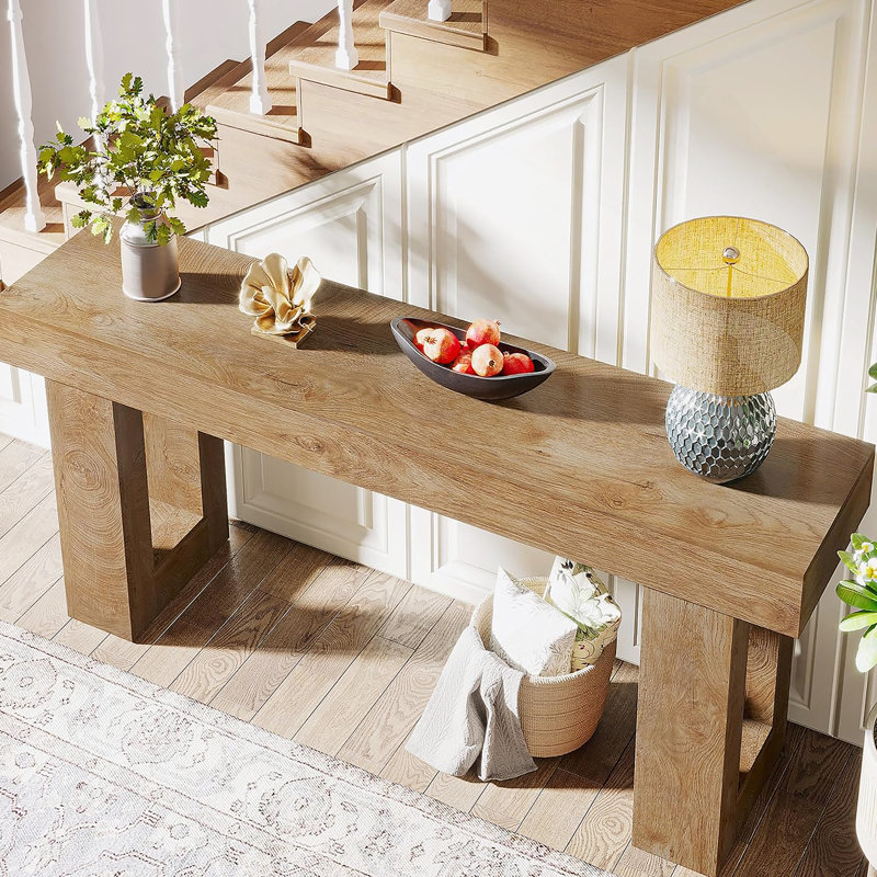 Console 63 pouces Farmhouse, Bois naturel