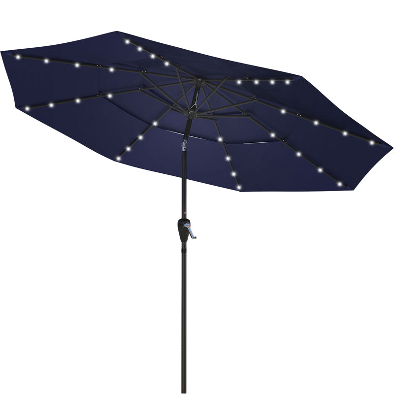Parasol de marché éclairé 10 pi 10 po Lucianna, Bleu marine