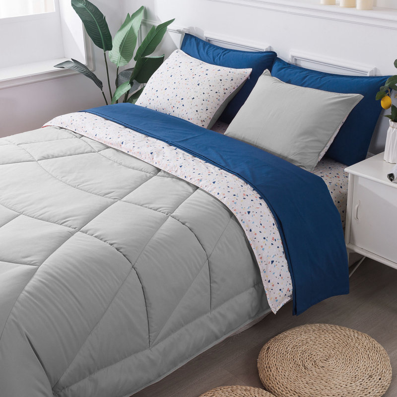 Polyester Channel Comforter, Twin Comforter + 4 Additional Pieces, Nimbus Grey Cloud