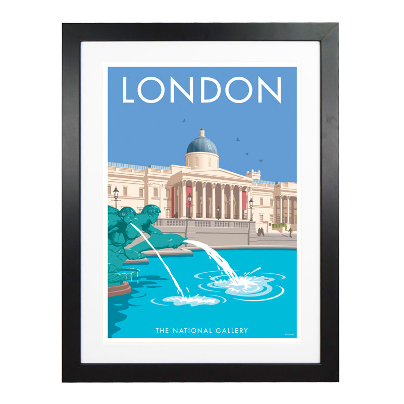 London Trafalgar Square by Stephen Millership - Print, Black, 43.5cm H x 33.5cm W x 2.2cm D
