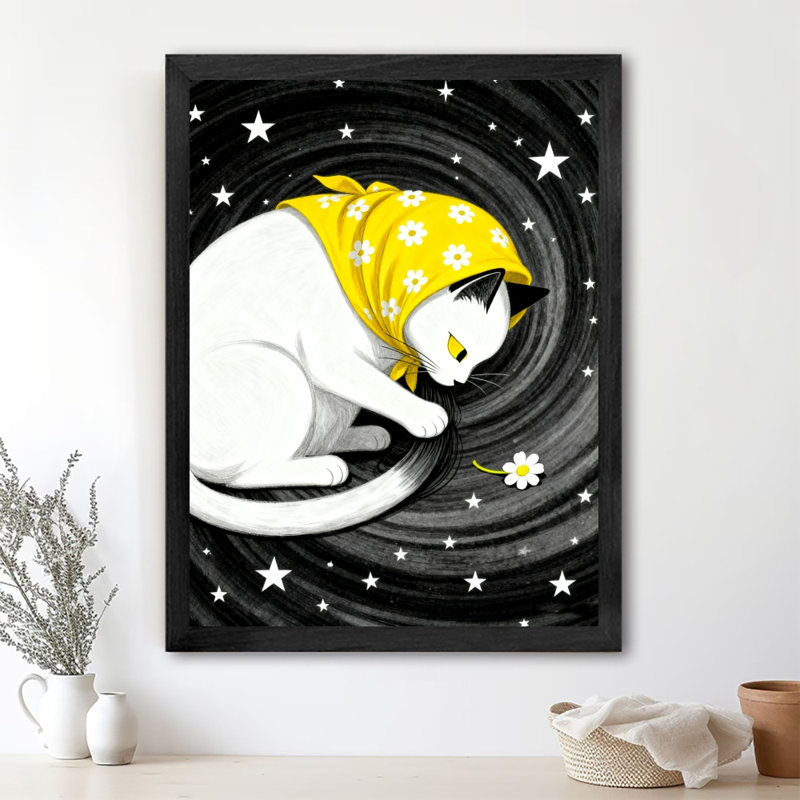 Art mural rétro noir dans le chaos de la lumière des étoiles, impressions encadrées de style rétro, H 25 po x l 17 po