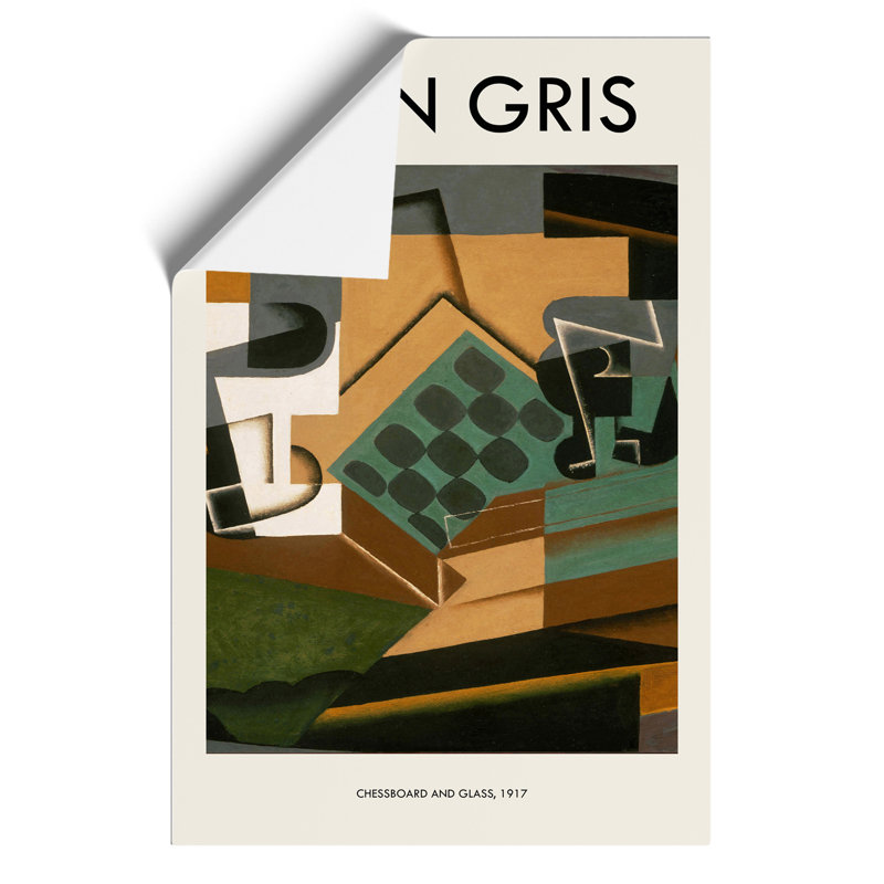 Chessboard and Glass Print by Juan Gris - Wall Art, 59cm H x 42cm W x 0.1cm D