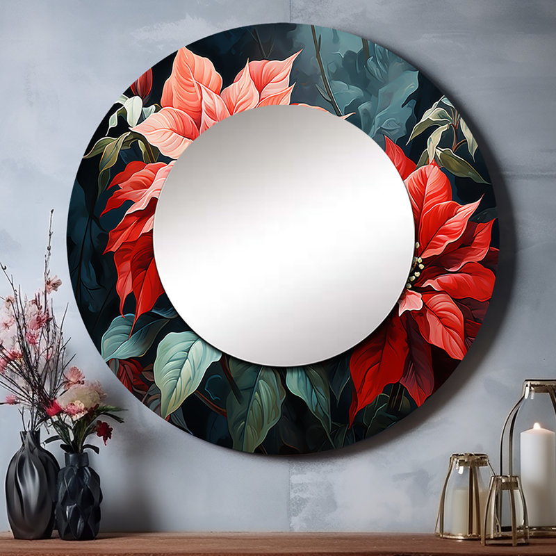 Seryniti - Floral Round Mirror Wall Decor, 36" x 36"