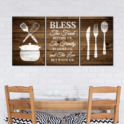 " Bless The Food Sign Multi Piece Canvas Print " 3 - Pieces