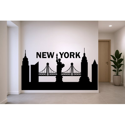 New York Skyline Wall Decal, NYC Cityscape Wall Sticker, Removable Wall Art for Office, Living Room or Bedroom 691DLU