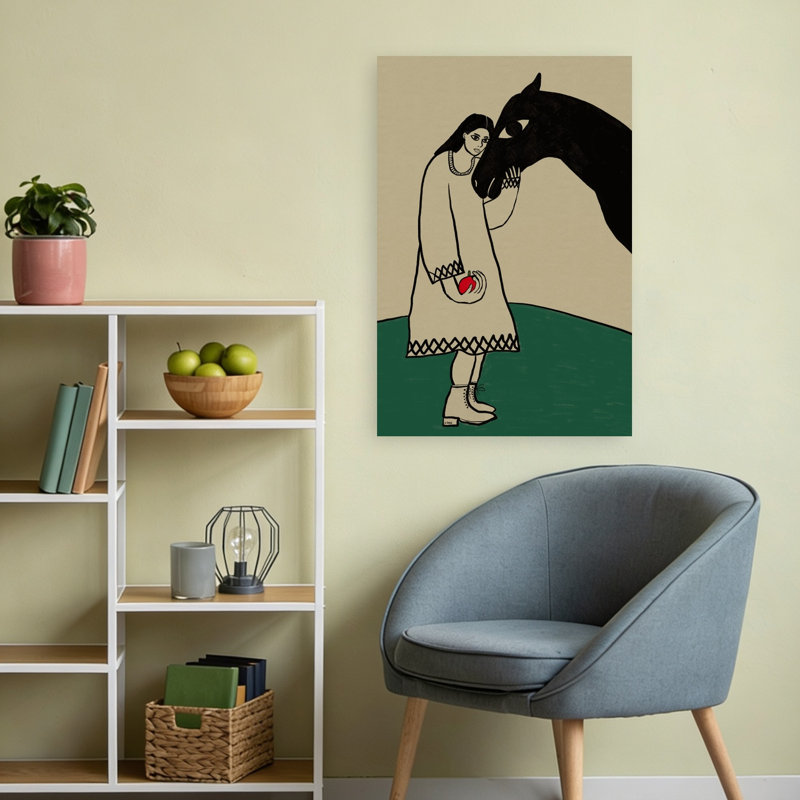 «Girl and Gentle Horse Dreamy Contemporary Horse Nature», art mural
