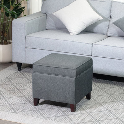 17.5" Square Upholstered Storage Ottoman