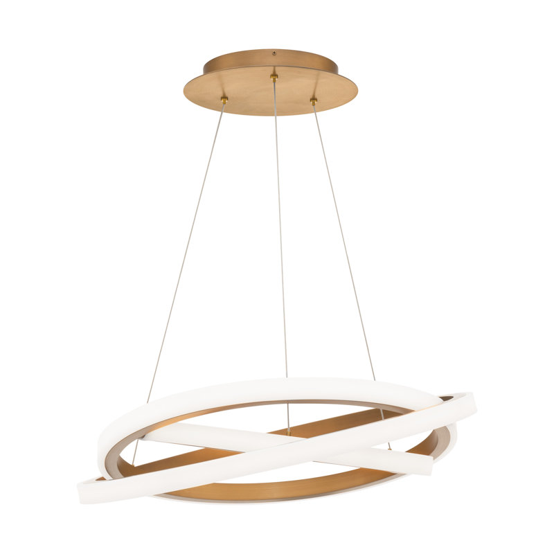 Veloce 1 - Light Unique Geometric Chandelier, 7" H x 26" W x 26" D, Aged Brass