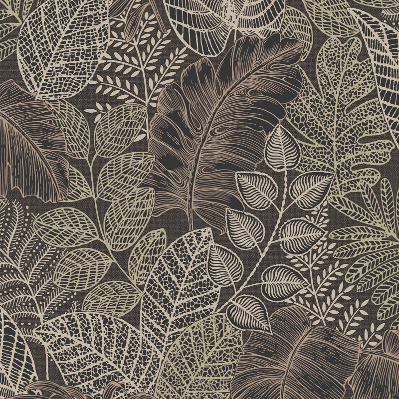Superfresco Easy Scattered Leaves Floral Wallpaper, Black