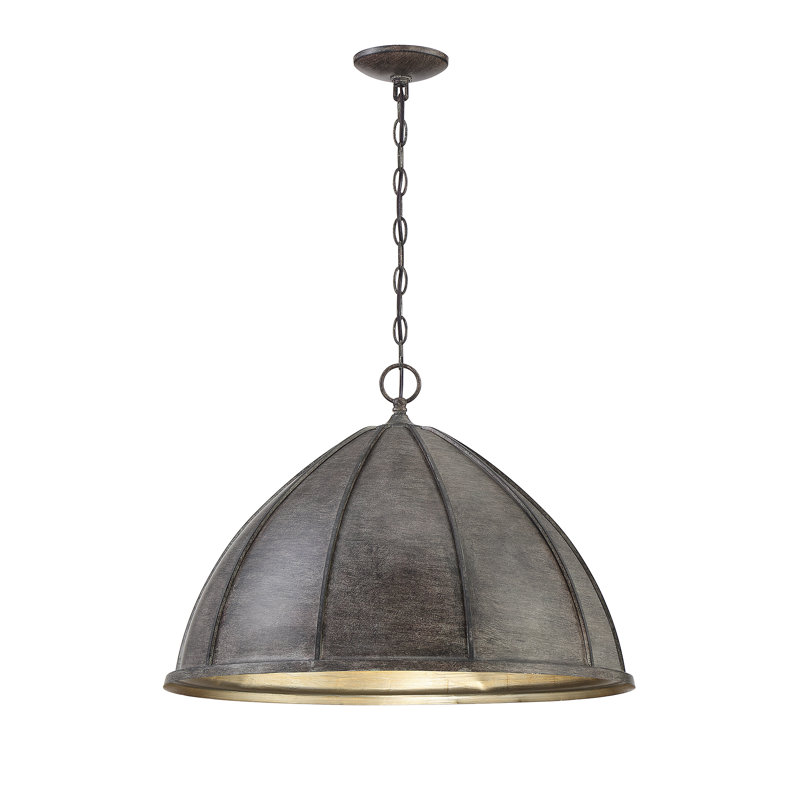 Luminaire suspendu en dôme unique à 3 lumières Dotty, Noyer