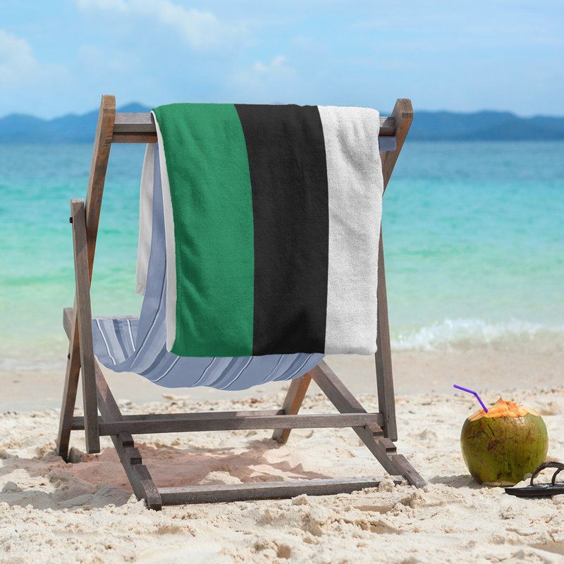 Lightweight Beach Towel, Green/Black/White