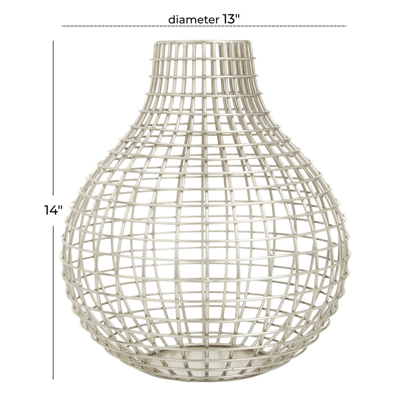 Vase Meal, H 14 po x l 13 po x P 13 po, Argent