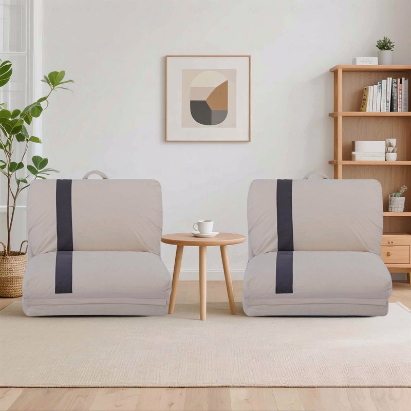 Canapé-lit moderne en velours côtelé: ensemble modulaire de plancher modulaire de 2, réglable en 6 positions, pliable en 5 secondes, base de sac de pois, coussins inclus