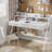 Kravitz Writing Desk with Drawers, Computer Desk with Metal Base, White Desk-1470163661