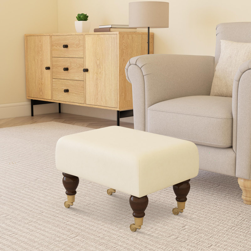 Collado Wood Caster Leg, Mahogany, Style Leather, Chalk Cream