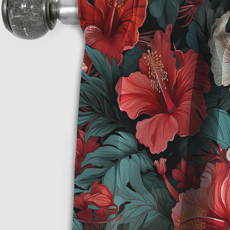 Hibiscus Twilight Ii - motif tropical I - Rideau floral - Rideau occultant - 1 panneau, L 52 po x L 63 po