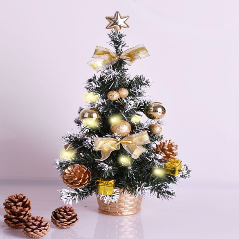 Arbre de Noël artificiel articulé enneigé enneigé pour décoration de fête, Gold