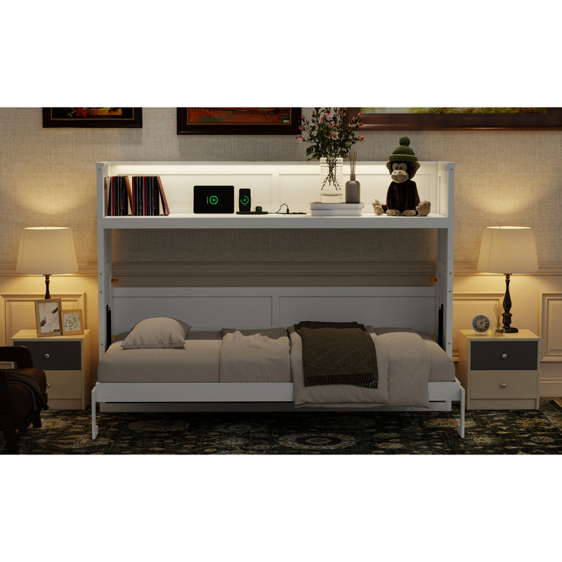 Lit simple TG avec bureau, conduit et port. Couleur blanche. Fabriqué à partir de bois massif pour un bureau à domicile ou une chambre d'amis pratique. Blanc. Composé à l'aide