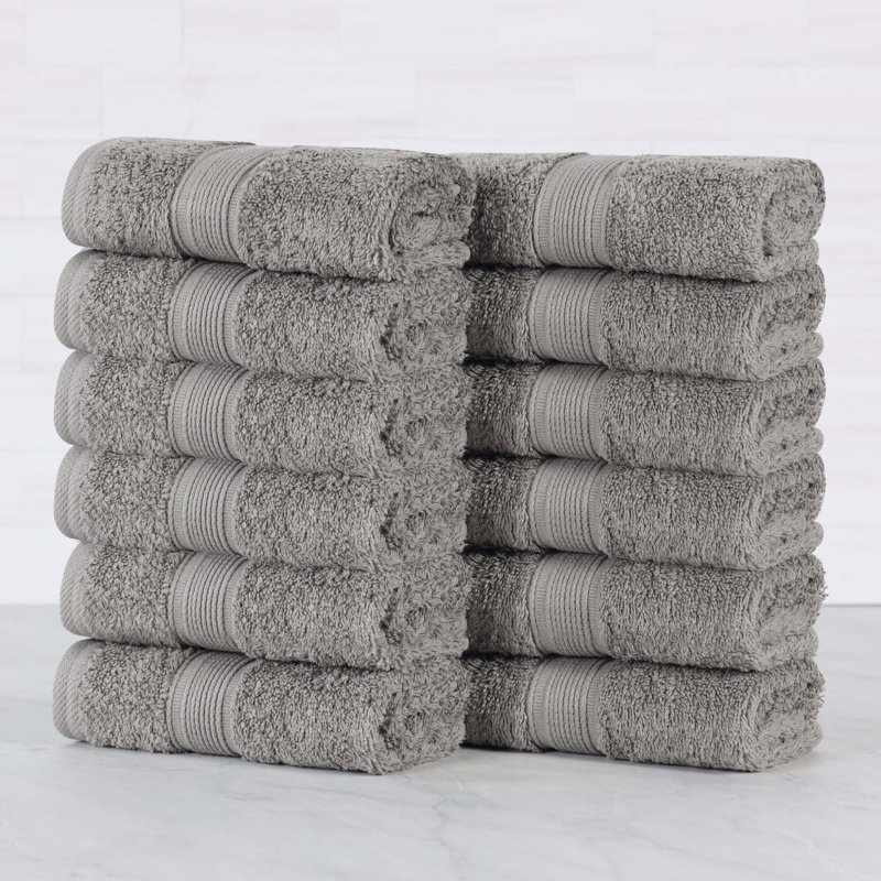 Blue Nile Mills Pure Earth Organic Cotton Face Towels, Set Of 12, Silver