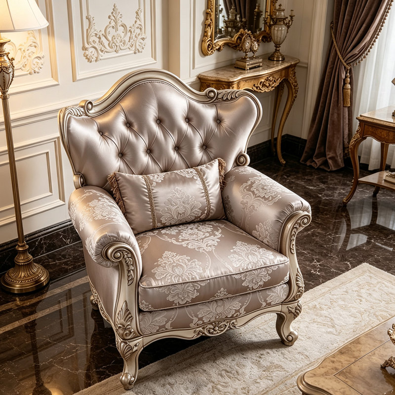Fauteuil canapé antique sculpté et rembourré