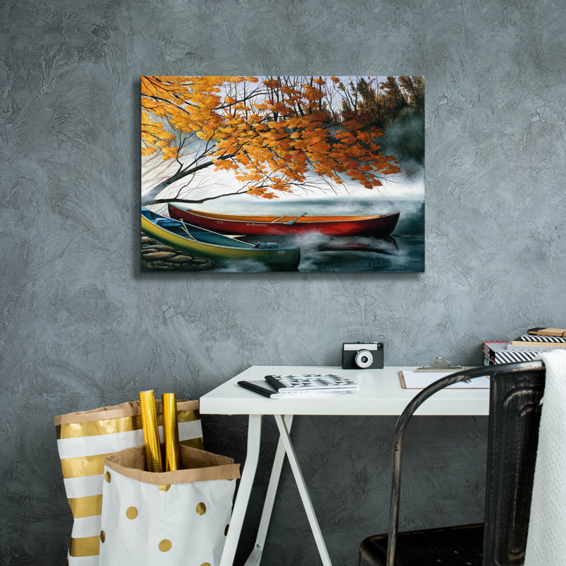  «Mad River Canoe» par Olga Dorenko, art mural sur toile, 26 po x 18 po, H 18 po x l 26 po