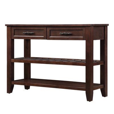 Console Sofa Table With 2 Storage Drawers And 2 Tiers Shelves, Mid-Century Style 42'' Solid Wood Buffet Sideboard For Living Room Furniture Kitchen Dining Room Entryway Hallway