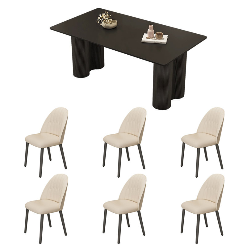 French modern simple dining table set, 29.5"H x 55.1"L x 31.5"W