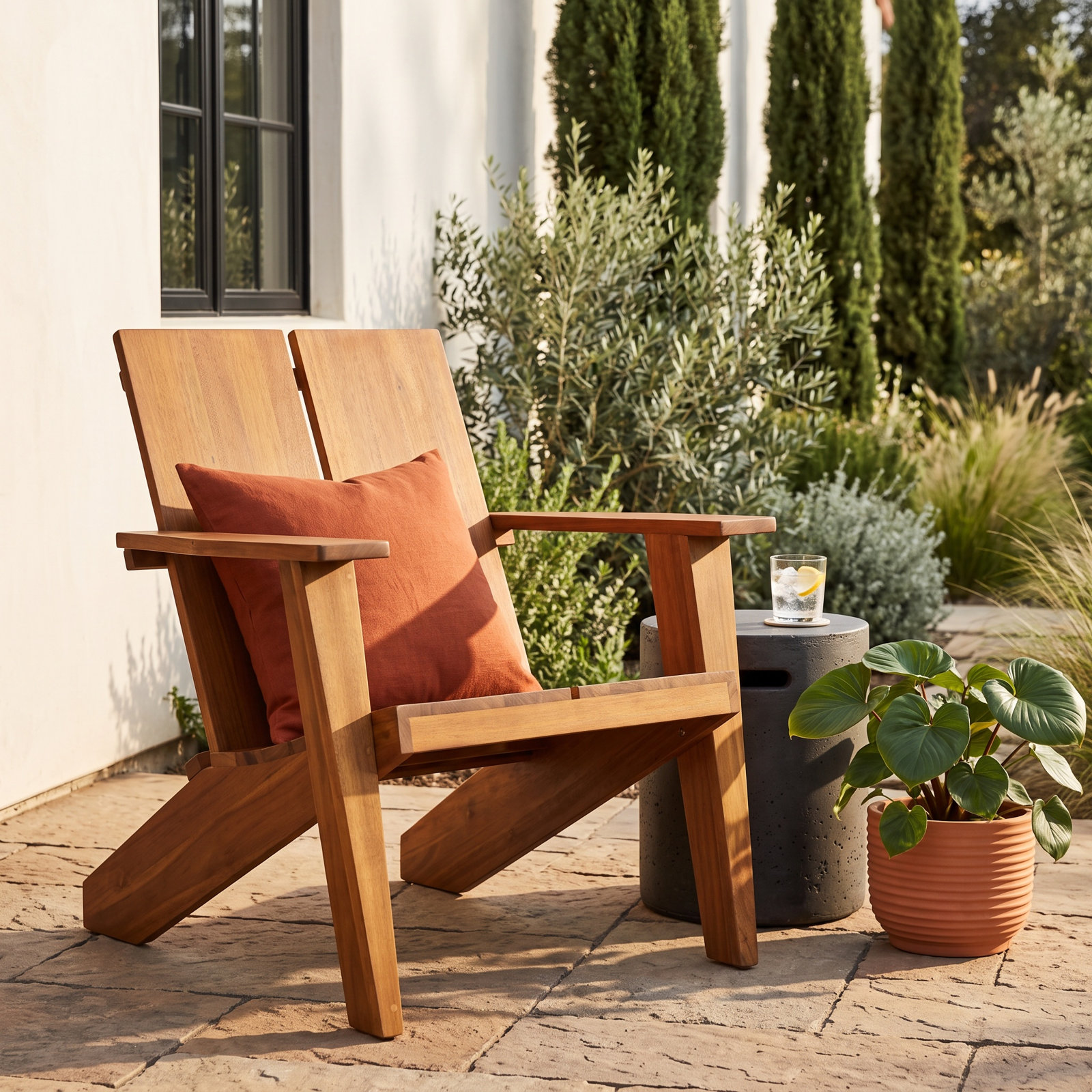 Guthrie Acacia Solid Wood Outdoor Adirondack Chair, Brown