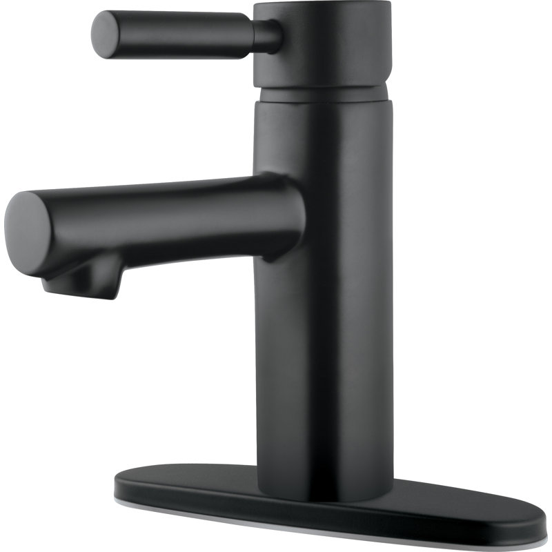 Struct Single Hole Bathroom Faucet with Drain Assembly, Matte Black