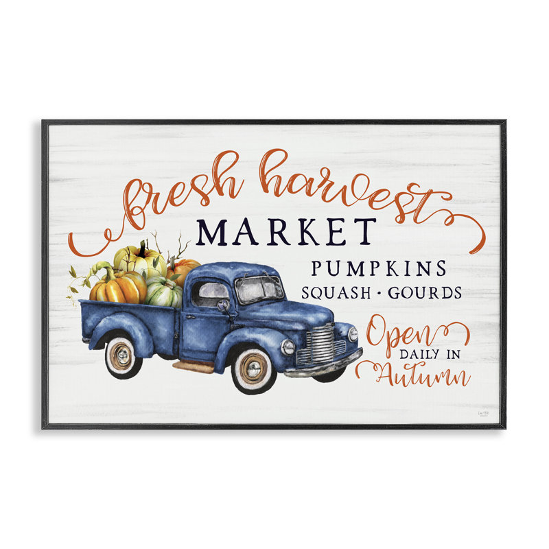 Giclée à cadre ouvert Fresh Harvest Market, design par Lux + Me Designs, H 16 po x l 24 po, Giclée encadrée noir minuit