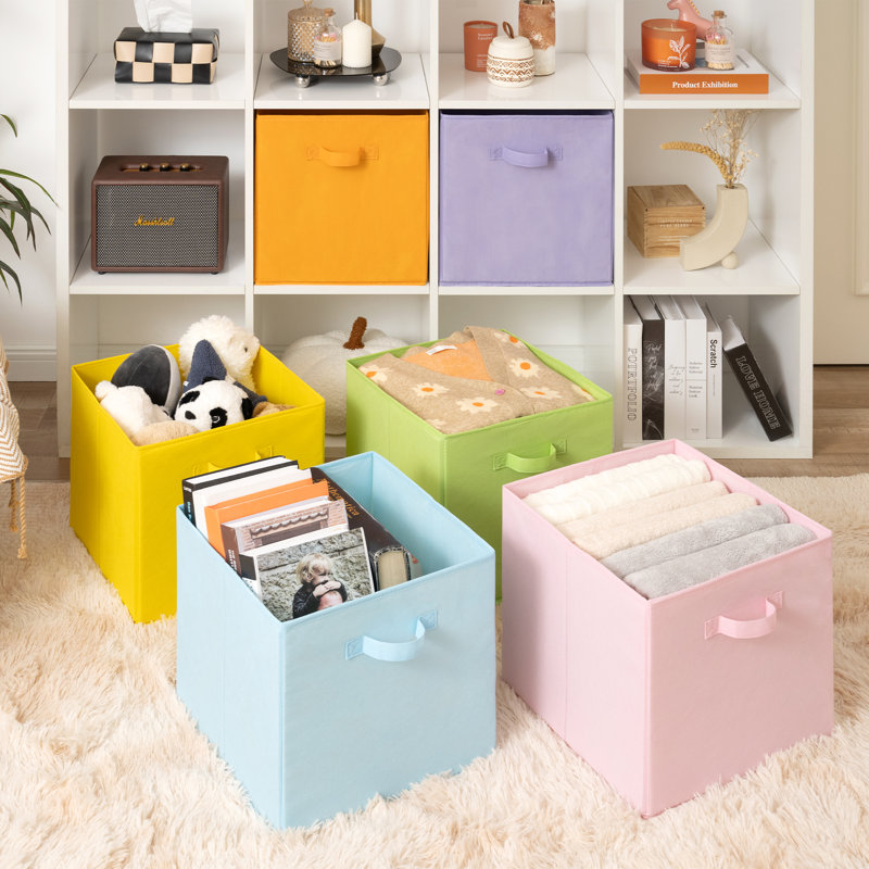 Ensemble de 6 cubes de rangement en tissu, H 13 po x l 13 po x P 13 po, Multi-couleur