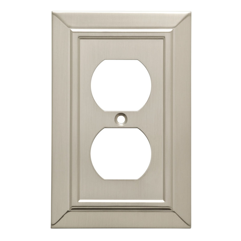 Classic Architecture 1-Gang Duplex Outlet Wall Plate, Brushed Nickel