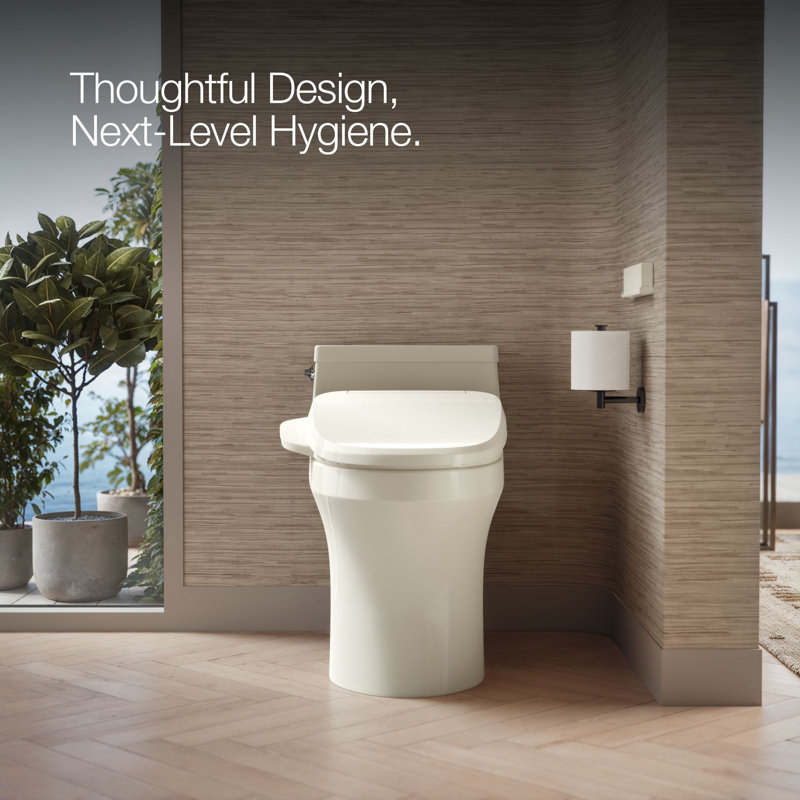 Purewash E725 Elongated Bidet Toilet Seat With Remote Control, Beige