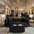 Luna, Channel-Back Velvet Sofa with Ottoman-1192313526