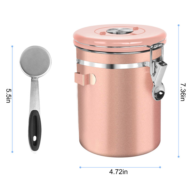 Bretani 24oz Stainless Steel Coffee Canister Scoop Set- Storing Grounds, Beans White