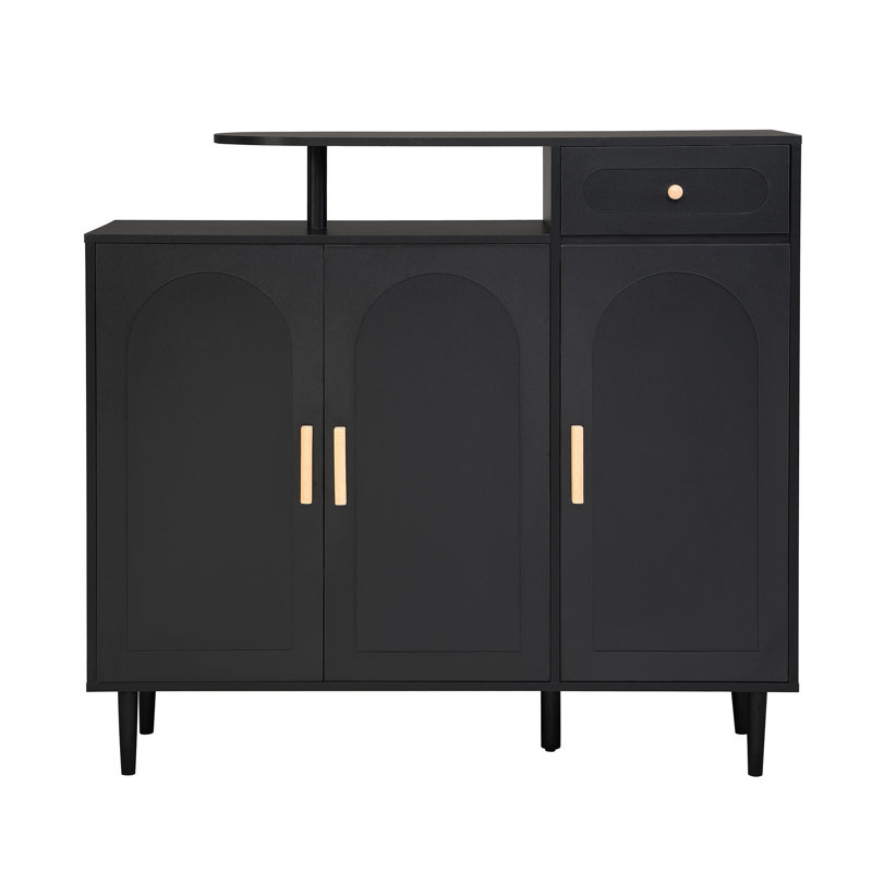 Armoire à chaussures On-Trend avec portes arquées et tiroir, Noir