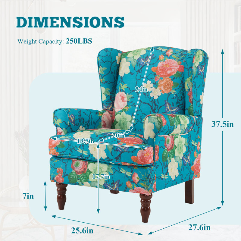 Upholstered Accent Chair, Green Floral