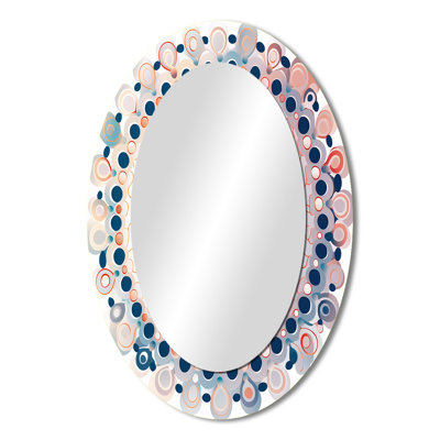 Boho Mandala In Retro Blue And Orange - Bohemian Oval Wall Mirror