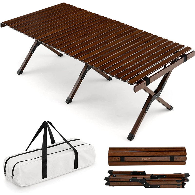 Amissa Folding Camping Table, Brown