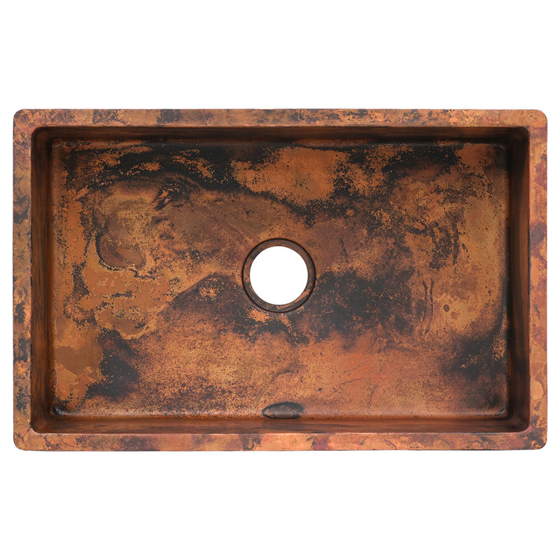 30" Hammered Copper Single Basin Kitchen Sink