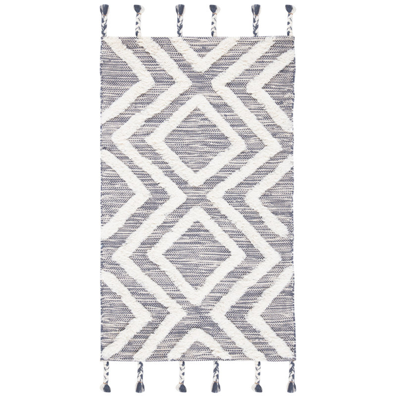 Alimatou Hand Tufted Wool Geometric Rug, Rectangle 4' x 6'